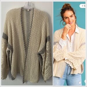 Anthropologie Rosanna Crochet Kimono Cardigan Wide Sleeve Coquette Fairy OS